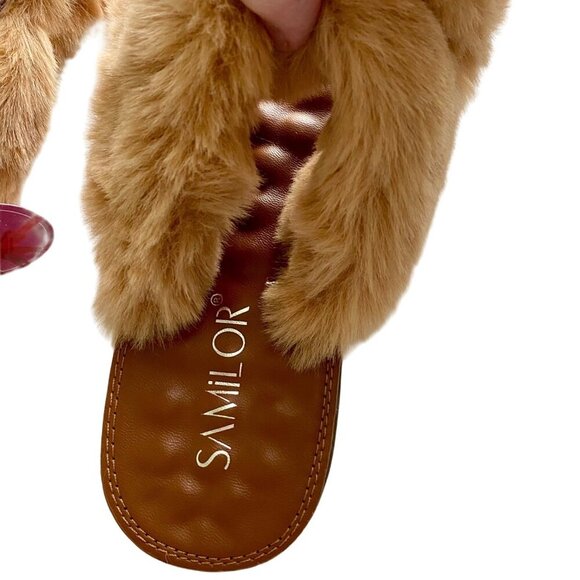 Samilor Fluffy Criss Cross Slippers Women's Size 7/8 NEW NWT - Picture 4 of 12